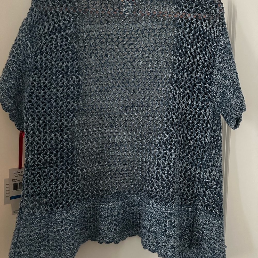 NWT Ruby Rd. Textured Blue Cardigan - Picture 2 of 4